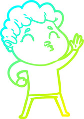 cold gradient line drawing cartoon man pouting