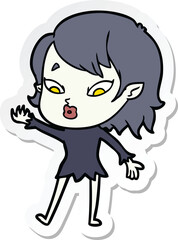 sticker of a cute cartoon vampire girl