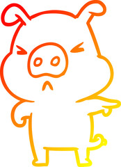 warm gradient line drawing angry pig pointing