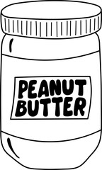 Doodle Peanut Butter Sweet Spread Bottle Line Illustration