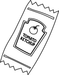 Doodle Ketchup Tomato Sauce Seasoning Bag Line Illustration