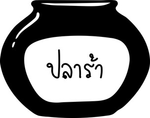 Doodle Pickled Fish Plara Jar Thai Seasoning Bottle Line Illustration