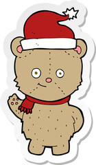 sticker of a cartoon christmas teddy bear