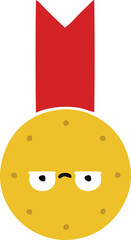 flat color retro cartoon gold medal