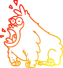 warm gradient line drawing cartoon shouting gorilla