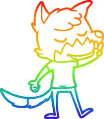 rainbow gradient line drawing friendly cartoon fox