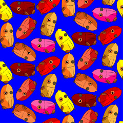 Vector seamless illustration cute and fantastic monster pattern