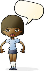 cartoon girl with speech bubble
