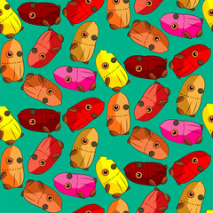 Vector seamless illustration cute and fantastic monster pattern