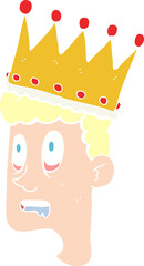 flat color illustration of a cartoon idiot prince