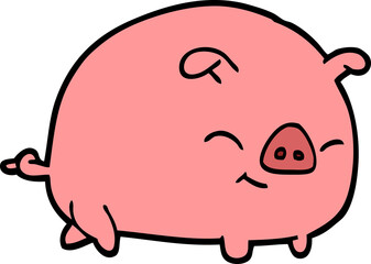 hand drawn doodle style cartoon pig