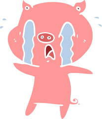 Fototapeta premium crying pig flat color style cartoon