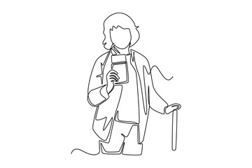 Single one line drawing traveling and tourism concept. Continuous line draw design graphic vector illustration.