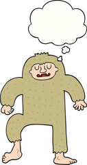 cartoon bigfoot and thought bubble