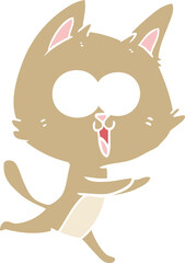 funny flat color style cartoon cat