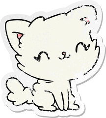 distressed sticker cartoon cute kawaii fluffy cat
