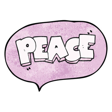 speech bubble textured cartoon word peace