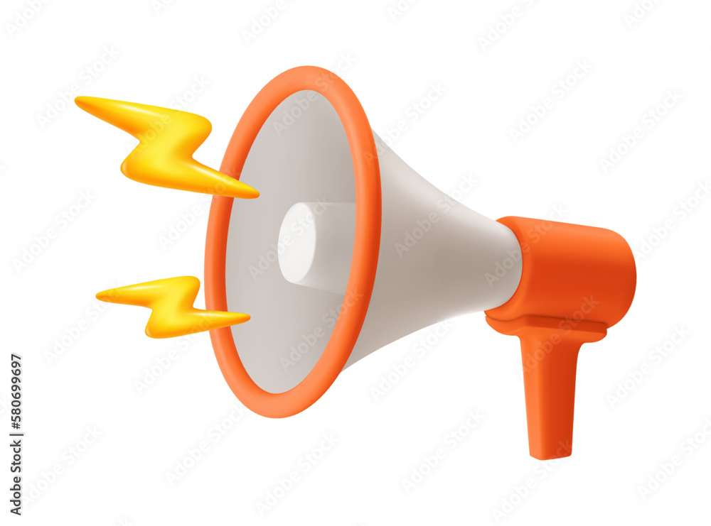 Wall mural megaphone announcement, speaker with breaking news or promotion. advertisement or presentation, prom