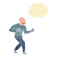 cartoon victorian boxer with thought bubble