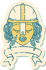 orc fighter character face with banner illustration