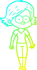 cold gradient line drawing happy cartoon girl