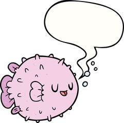 cartoon blowfish and speech bubble