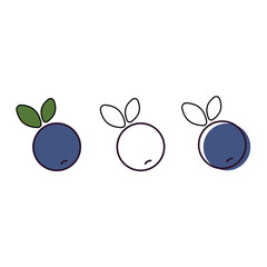 Blueberry. Vector icon design. Linear illustration. Berries, healthy food.