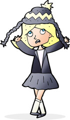 cartoon woman wearing winter hat