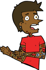 cartoon man with tattoos