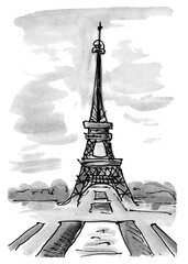 Eiffel Tower, Paris. France. Watercolor illustration