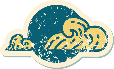 distressed sticker tattoo style icon of clouds