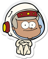 sticker of a happy astronaut cartoon