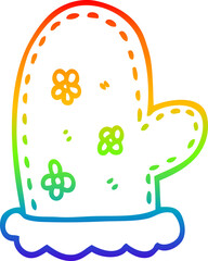 rainbow gradient line drawing cartoon oven mitts