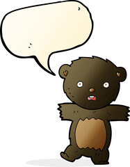 cartoon shocked black bear cub with thought bubble