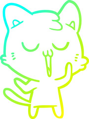 cold gradient line drawing cute cartoon cat