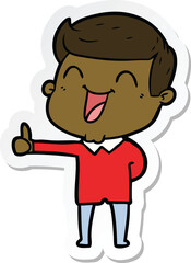 Obraz premium sticker of a cartoon man laughing