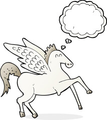 cartoon pegasus with thought bubble