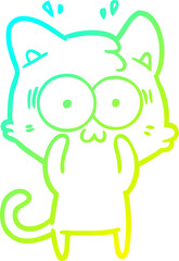 cold gradient line drawing cartoon surprised cat