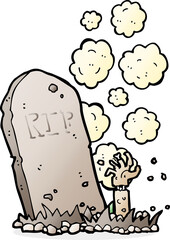 cartoon zombie rising from grave