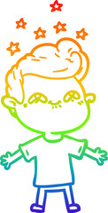 rainbow gradient line drawing happy cartoon boy