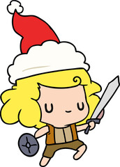 christmas cartoon of kawaii boy