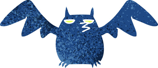 retro cartoon doodle of a night bat