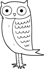 black and white cartoon owl