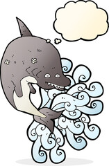 cartoon shark with thought bubble