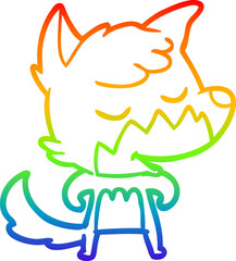 rainbow gradient line drawing friendly cartoon fox