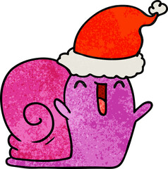 christmas textured cartoon of kawaii snail