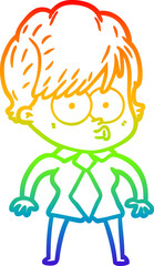 rainbow gradient line drawing cartoon woman