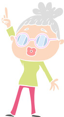 flat color style cartoon dancing woman wearing spectacles