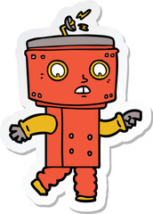 sticker of a cartoon robot pointing
