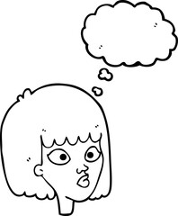 thought bubble cartoon female face